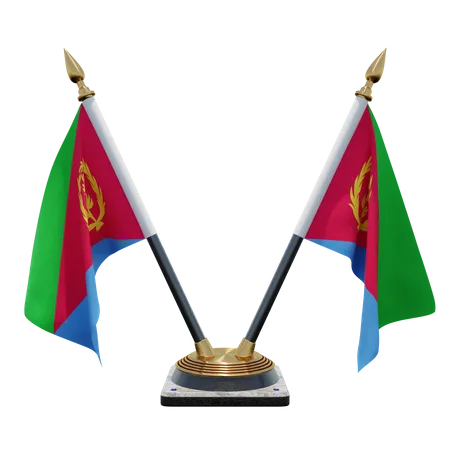 Doppelter Tischflaggenständer für Eritrea  3D Flag