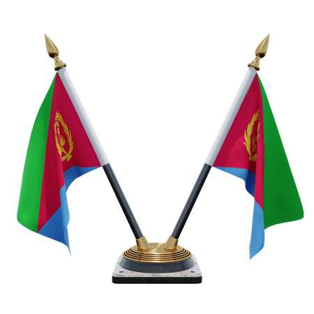 Eritrea Doppelter (V) Tischflaggenständer  3D Icon