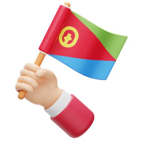 Eritrea flag in hand  3D Icon