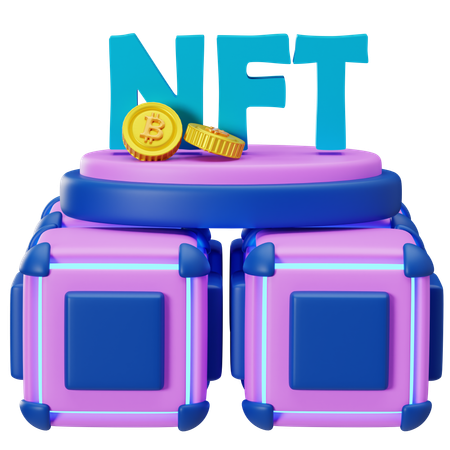 Erkundung der NFT-Blockchain-Technologie  3D Illustration