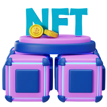 Erkundung der NFT-Blockchain-Technologie  3D Illustration