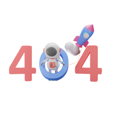 Error 404 con astronauta  3D Illustration