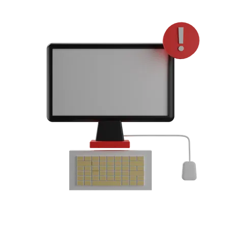 Paquete 3 D Computadora Y Signo De Exclamacion Fondo Transparente 3D Icon