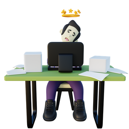 Erschöpfter Büroangestellter  3D Icon