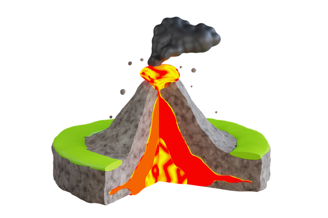 Erupción volcánica  3D Icon