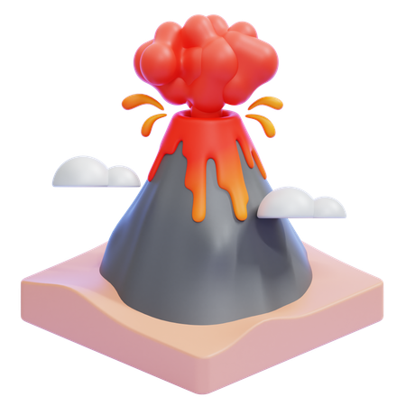 Erupting Volcano With Lava  3D Icon