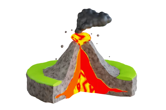 Éruption volcanique  3D Icon