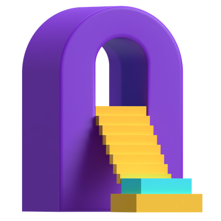 Escadas com porta  3D Icon