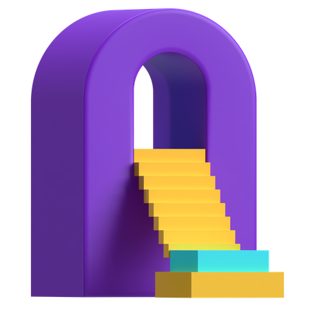 Escadas com porta  3D Icon