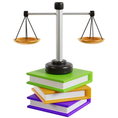 Escala de justicia en libros de derecho  3D Icon