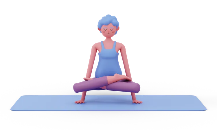 Pose de ioga em escala  3D Illustration