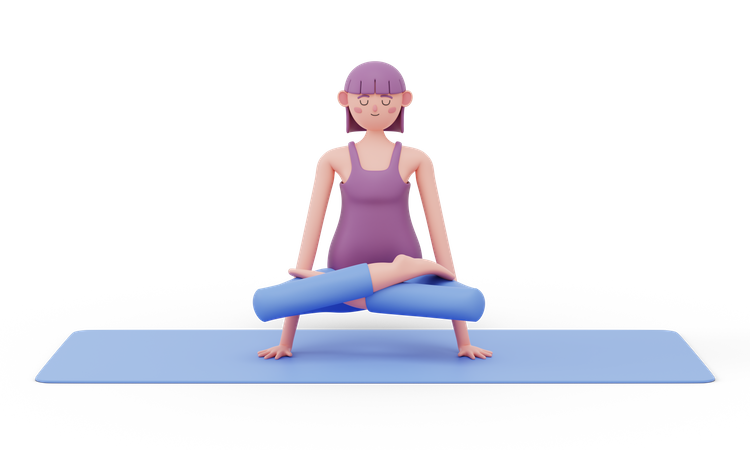 Pose de ioga em escala  3D Illustration