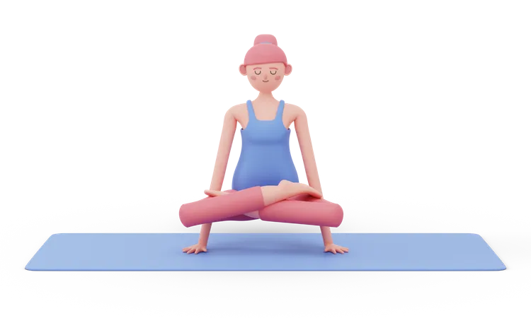 Postura de yoga a escala  3D Illustration