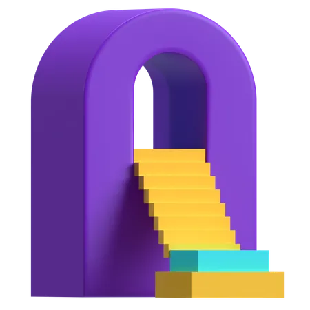 Escaleras con puerta  3D Icon