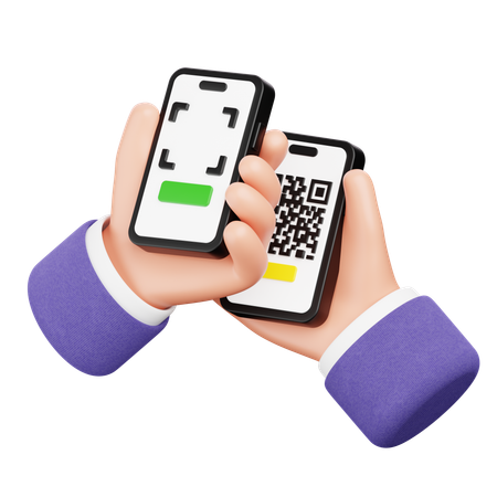 Escaneo manual de código QR en un teléfono inteligente  3D Icon