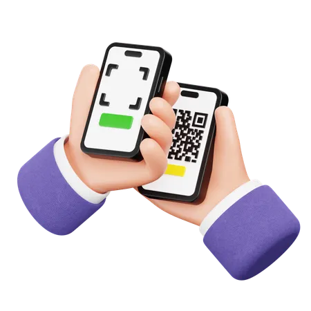 Escaneo manual de código QR en un teléfono inteligente  3D Icon