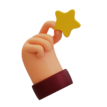 Mano recogiendo la estrella  3D Icon