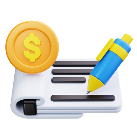 Escribir cheque  3D Icon