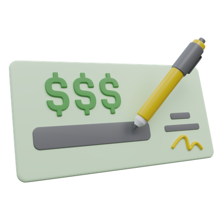 Escribir cheque  3D Icon