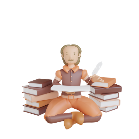 Escribir poema  3D Illustration