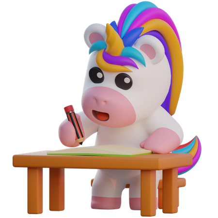 Escrita de unicórnio na mesa  3D Icon