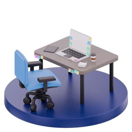 Escritorio de oficina de una startup tecnológica  3D Icon