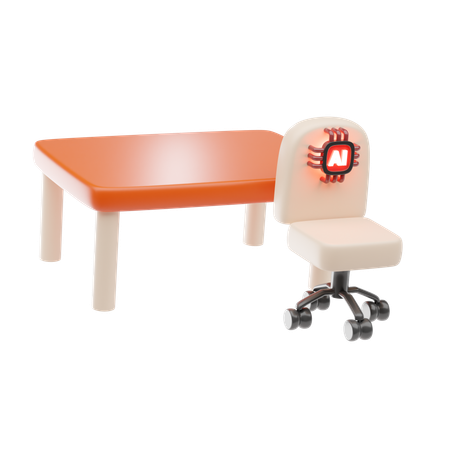 Escritorio y silla  3D Icon