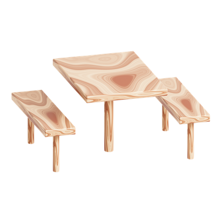 Escritorio y silla de madera  3D Icon