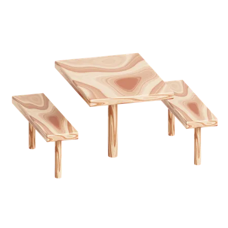 Escritorio y silla de madera  3D Icon