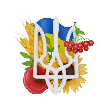 El Escudo De Armas De Ucrania Icono 3 D 3D Icon