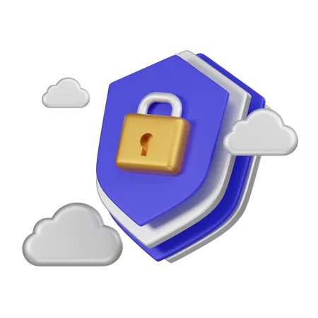 Escudo de protección de la nube  3D Icon