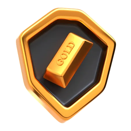 Escudo e Barra de Ouro  3D Icon