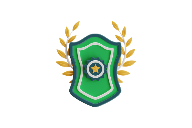 Emblema de escudo com coroa de louros  3D Icon