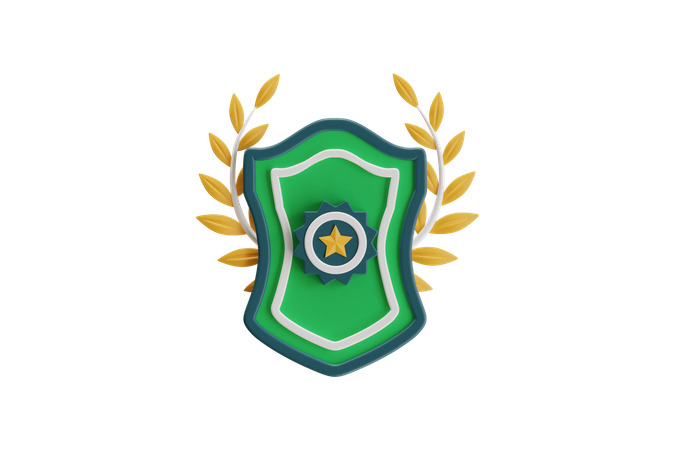 Emblema de escudo con corona de laurel  3D Icon