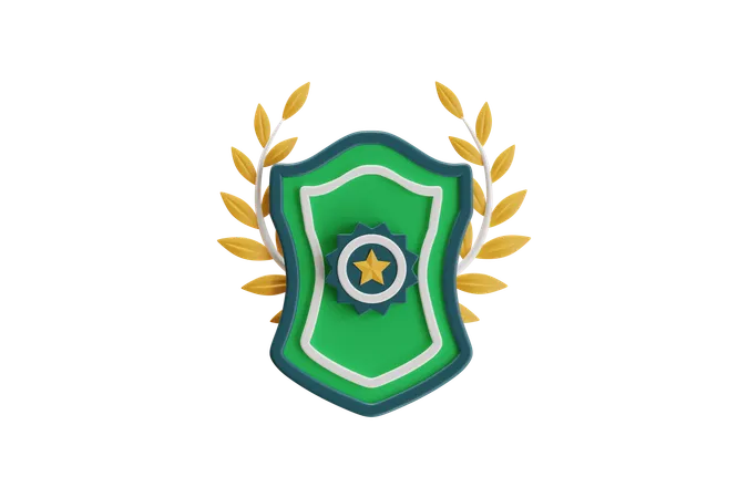 Emblema de escudo con corona de laurel  3D Icon