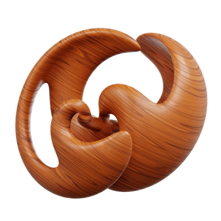 Escultura abstracta de madera con formas orgánicas en espiral.  3D Icon