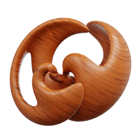 Escultura abstracta de madera con formas orgánicas en espiral.  3D Icon