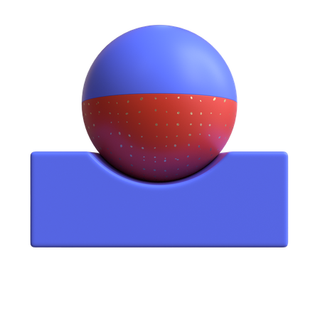 Esfera apoiada no cubóide  3D Illustration