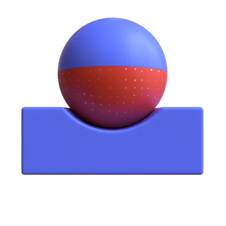 Esfera apoiada no cubóide  3D Illustration