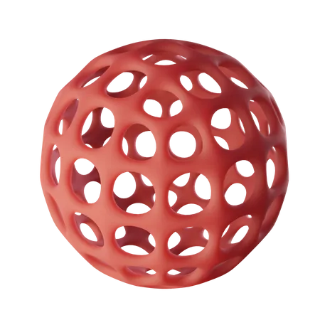 Esfera coral com poros  3D Icon