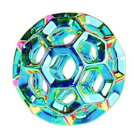 Forma abstracta de esfera de alambre iridiscente  3D Icon