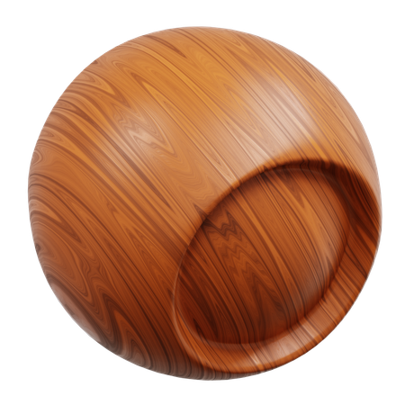 Esfera de madera con un óvalo empotrado.  3D Icon