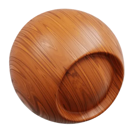 Esfera de madera con un óvalo empotrado.  3D Icon