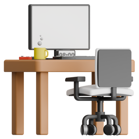 Espace de travail avec et intérieur de chaise  3D Icon