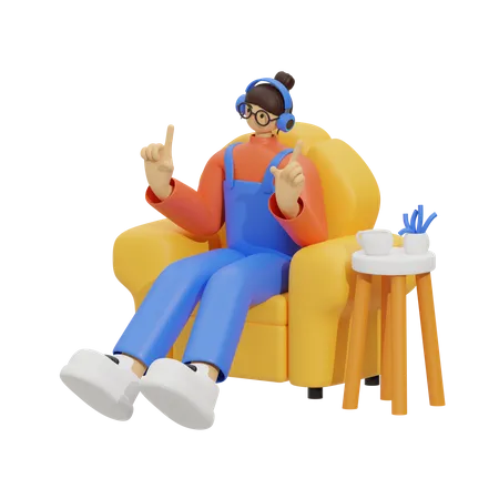 Espacio de relajación perfecto  3D Illustration