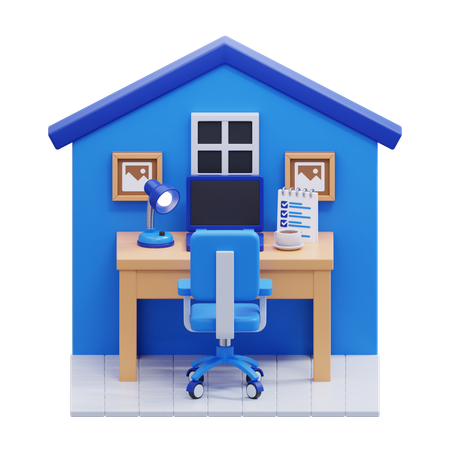 Espacio de trabajo en casa  3D Icon