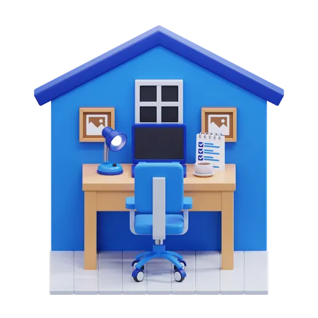 Espacio de trabajo en casa  3D Icon