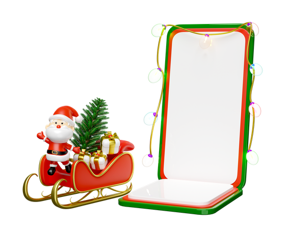 Espacio para texto en smartphone para Navidad  3D Illustration