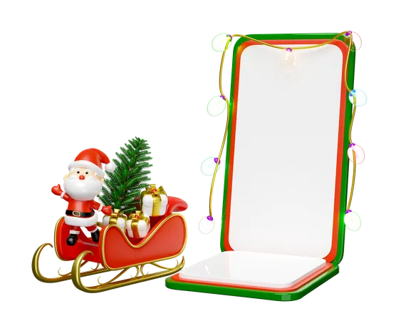 Espacio para texto en smartphone para Navidad  3D Illustration