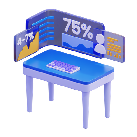 Espaço de trabalho de análise de dados  3D Illustration